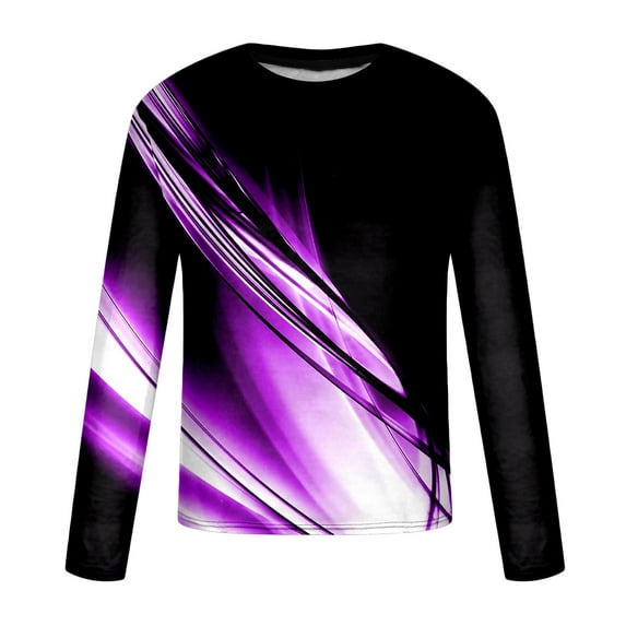 Viikei Mens Long Sleeve T Shirts Long Sleeve Shirts for Men Men's Loose Round Neck 3d Printing Long-sleeved T-Shirt Top