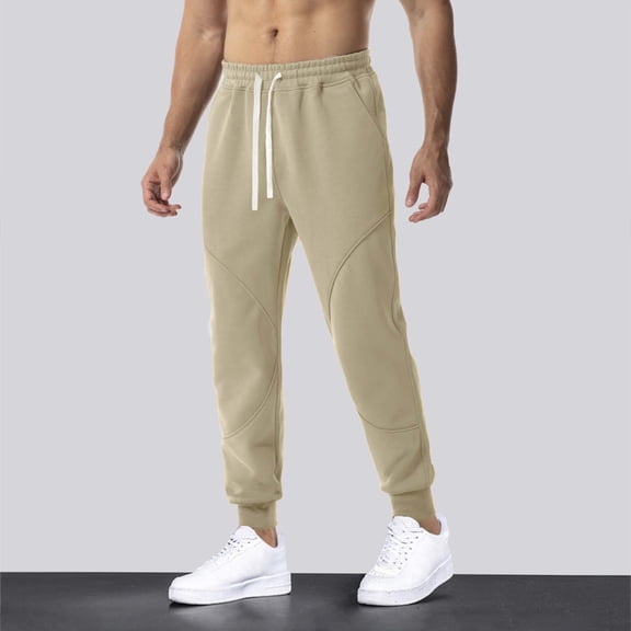 Viikei Mens Pants Clearance under $5.00,Pants for Men Sweatpants Relaxed Fit,Men Fashion Solid Casual Elastic Waist with Pocket Trousers Sport Pants Khaki XXL