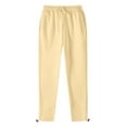 thumbnail image 1 of Viikei Mens Pants Clearance,Men's Sports Leisure Pocket Solid Color Elastic Waist Drawstring Straight Leg Retractable Hem Design Long Pants Beige M, 1 of 1