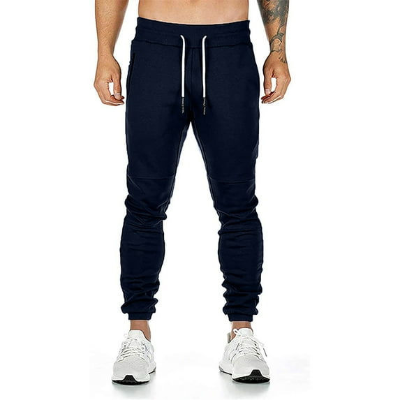 Viikei Mens Pants Clearance Plus Size Pants Men Trousers for Men Drawstring Zipper Pocket Running Fitness Pants