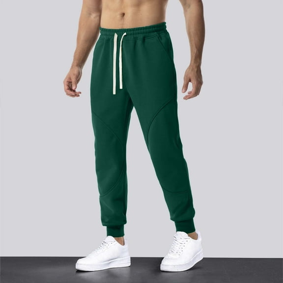 Viikei Mens Pants Clearance,Sweatpants for Men with Pockets,Men Fashion Solid Casual Elastic Waist with Pocket Trousers Sport Pants Green M
