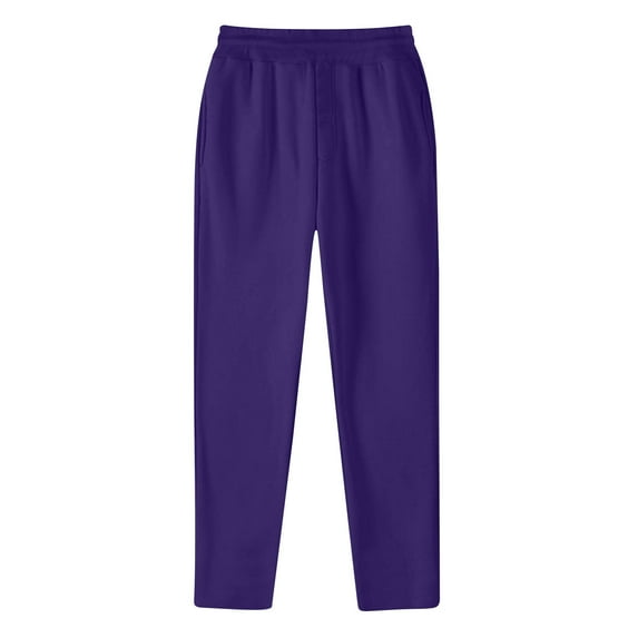 Viikei Mens Pants Clearance under $5.00,Men's Fashion Drawstring Elastic Waist Solid Color Casual Sweat Length Pants Purple S
