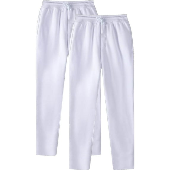 Viikei Mens Pants Expandable Waist,Sweatpants for Men Open Bottom,Men's Fashion Drawstring Elastic Waist Solid Color Casual Sweat Length Pants 2 PC White S