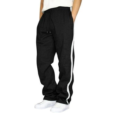 Viikei Mens Pants Expandable Waist,Sweatpants for Men with Pockets,Men's Fashion Drawstring Elastic Waist Solid Color Sweat Length Pants Sweatpants for Men Baggy Pants Drawstring Fleece Black S