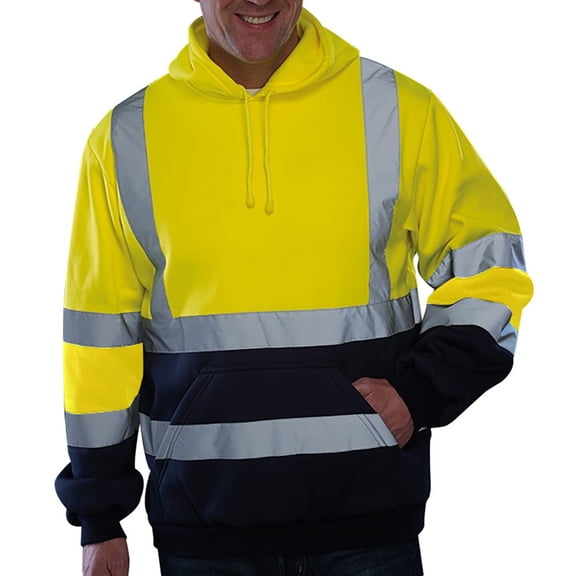 Viikei Mens Plus Size Jackets Clearance Mens Coats Outerwear Winter Mens Hoodies Fluorescent Reflection Road Work High Visibility Zipper Jacket Coat