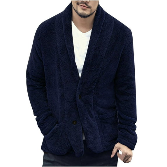 Viikei Mens Plus Size Jackets Clearance Mens Coats Outerwear Winter Mens Hoodies Long Sleeve Loose Double-Sided Plush Zipper Jacket Coat