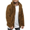 thumbnail image 1 of Viikei Mens Plus Size Jackets Clearance Mens Coats Outerwear Winter Mens Hoodies Long Sleeve Loose Double-Sided Plush Zipper Jacket Coat, 1 of 7