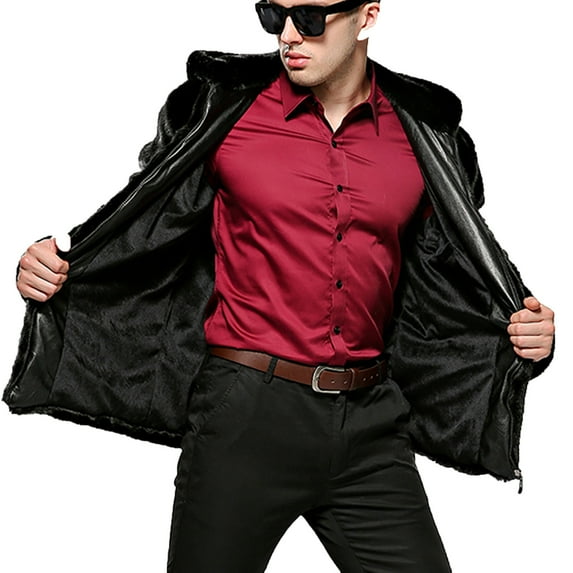 Viikei Mens Plus Size Jackets Clearance Mens Coats Outerwear Winter Mens Hoodies Long Sleeve Loose Double-Sided Plush Zipper Jacket Coat