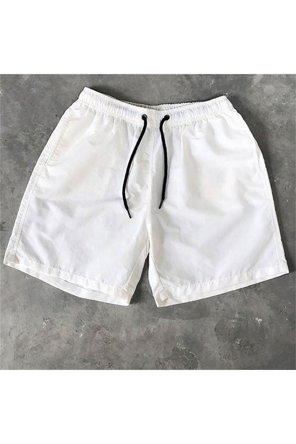 Mens Shorts Clearance Plus Size Shorts for Men Casual Drawstring Pocket Solid Color Candy Color Five-point Beach Shorts