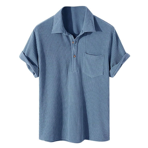 Viikei Mens T-shirts Under $10 Clearance Short Sleeve Shirts Comfortable Solid Color Single Breasted Tops
