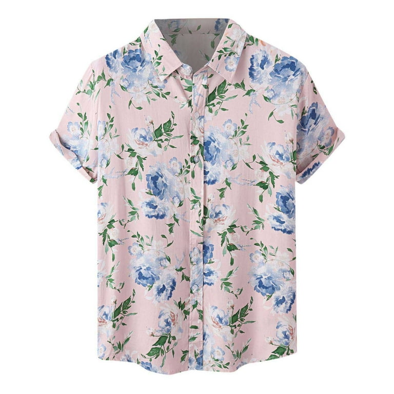 Viikei Mens T shirts Under 10 Clearance Short Sleeve Shirts Hawaiian Beach Printed Summer Button down