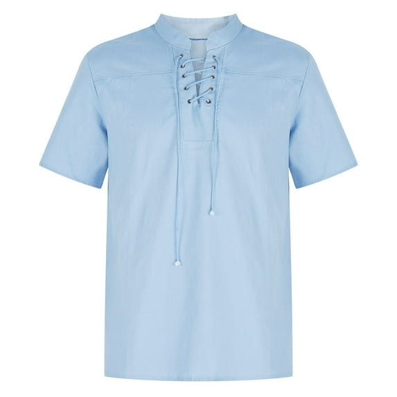 Viikei Mens T-shirts Under $10 Clearance Short Sleeve Shirts Tops Retro Solid Color Loose