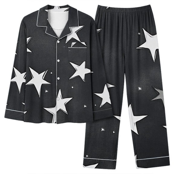 Viikei Pajamas Sets for Women,Women Casual Fashion Printed Long Sleeve Casual Pants Pajamas Suit Black M