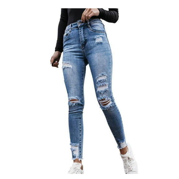 Viikei Pants for Women Plus Size Womens Pants Womens Jeans Clearance High Waist Elastic Small Feet Cropped Jeans