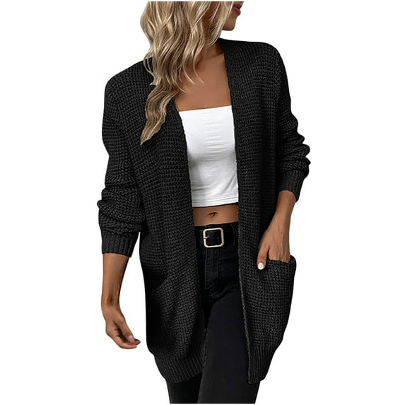 Viikei Plus Size Cardigans for Women Sweater Coat Cardigan Women Cardigans Clearance Casual Soild Long Sleeve Pocket Knit Cardigan Sweater Coat