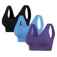 thumbnail image 1 of Viikei Plus Size Full Coverage Bra Wireless Support,Women Yoga Solid Sleeveless Cold Shoulder Casual Tanks Blouse Intimates Purple XXL, 1 of 2