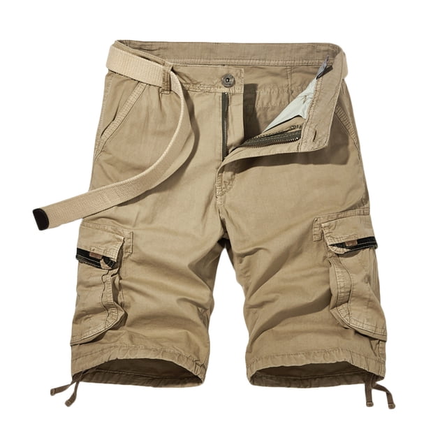 Viikei Plus Size Men's Shorts on Clearance Solid Zipper Button Pockets Cropped Cargo Short Pants