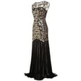 thumbnail image 1 of Viikei Plus Size Short Sleeve Dress for Women 1920s Black Sequin Gatsby Maxi Long Evening Prom Dress, 1 of 7