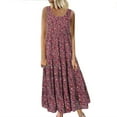 thumbnail image 1 of Viikei Plus Size Short Sleeve Dress for Women Printed V-Neck Loose Knee-Length Dress, 1 of 6