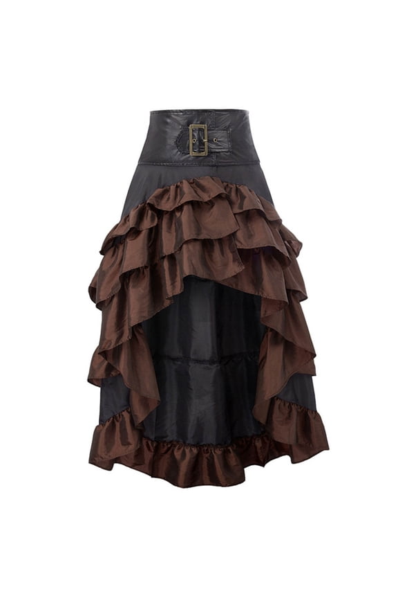 Plus Size Skirts for Women Ruffles Punk Gothic Splicing Irregular Ankle-Length Cupcake