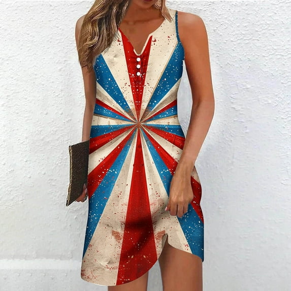 Viikei Plus Size Summer Maxi Dress for Women,Women's High-Low Short Sleeve Dress,2025 New Women's Printed V-neck Chest Button Sleeveless Dress Khaki S