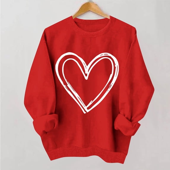 Viikei Plus Size Sweatshirts for Women,Women's Round Neck Fall Printed Printed Hoodie Long Sleeved Top Red S