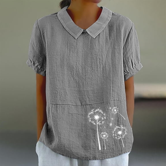 Viikei Plus Size T Shirts for Women,Women's Casual Style Casual Printed Short Sleeve Blouse V-Sleeve Blouse/Shirt Gray L