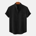 thumbnail image 1 of Viikei Plus Size T-shirts for Men Short Sleeve Clearance O-neck Pocket Button Solid Cotton Linen Shirt, 1 of 9