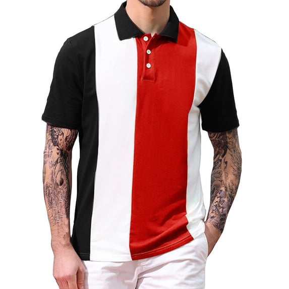 Viikei Plus Size T-shirts for Men Short Sleeve Solid Color Buttons Shirt Tops