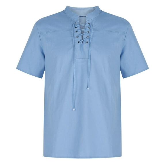 Viikei Mens T-shirts Under $10 Clearance Short Sleeve Shirts Tops Retro Solid Color Loose