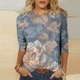thumbnail image 1 of Viikei Plus Size Tops for Women Round Neck 3/4 Sleeve,Ladies' Fashion Printed Round Neck Three Quarter Sleeve 3/4 Sleeve T-shirt Loose Gray S, 1 of 5