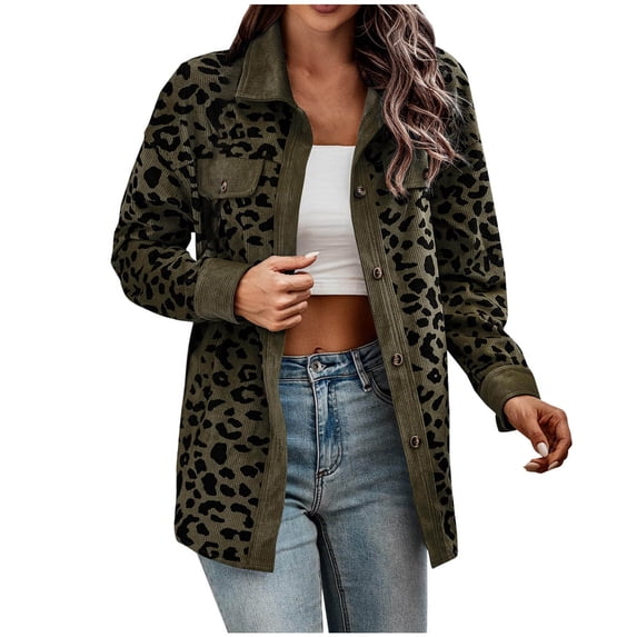 Viikei Plus Size Womens Cardigans Clearance Winter Coats for Women Leopard Faux- Long Cardigan Jackets