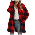 thumbnail image 1 of Viikei Plus Size Womens Cardigans Clearance Winter Coats for Women Long Plaid Printing Buttons Plush Cardigan Jackets, 1 of 6