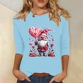 thumbnail image 1 of Viikei Plus Size Womens Clothes,Fashionable Women's Pullover Printed Casual Round Neck 3/4 Sleeve Top Light Blue M, 1 of 4