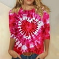 thumbnail image 1 of Viikei Plus Size Womens Clothes,Women's 3/4-sleeve Crew Neck Pullover Casual Fashion Valentine's Day Print Top Multicolor M, 1 of 5