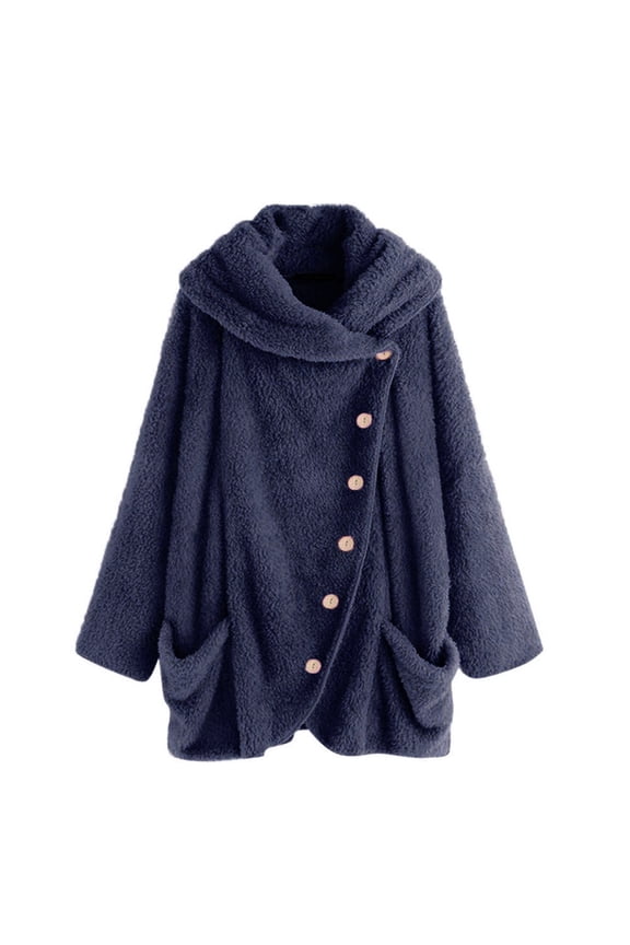 Plus Size Womens Coats Clearance for Winter Coats for Women Cardigan Turtleneck Coat Solid Turtleneck Big Pockets Cloak Coats
