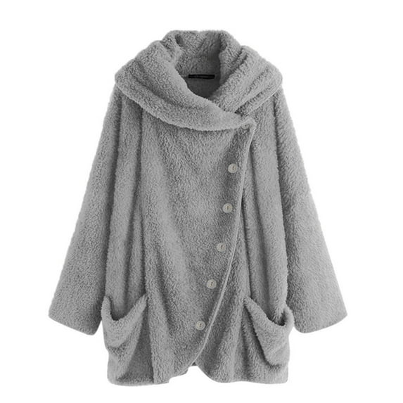 Viikei Plus Size Womens Coats Clearance for Winter Coats for Women Cardigan Turtleneck Coat Solid Turtleneck Big Pockets Cloak Coats