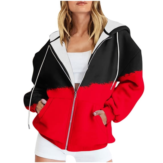 Viikei Pullover Hoodies for Women Zip Up Hoodie Women Plus Size Women's Fashion Casual Halloween Print Zip Hood Long Sleeve Pocket Jacket Top