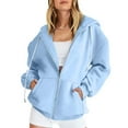 thumbnail image 1 of Viikei Pullover Hoodies for Women Zip Up Hoodie Women Plus Size Women's Fashion Casual Solid Color Zip Hood Long Sleeve Pocket Jacket Top Blouse, 1 of 8