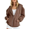 thumbnail image 1 of Viikei Pullover Hoodies for Women Zip Up Hoodie Women Plus Size Women's Fashion Casual Solid Color Zip Hood Long Sleeve Pocket Jacket Top Blouse, 1 of 8
