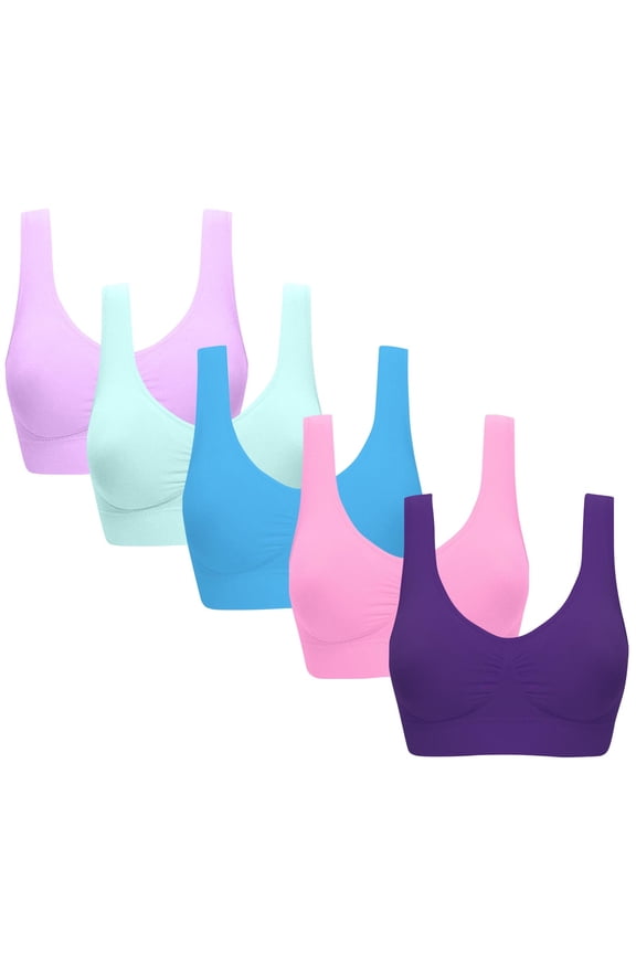 Racerback Everyday Bra for Women Versatile Wear,Women Plus Size Bras Padded Seamless Sleepwear Yoga Bra Wireless Underwear Pink S