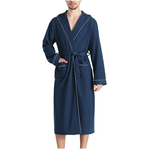 Viikei Robes for Men,Viikei Mens Robes,Warm Soft Plush Mens Robe with Hood,Plus Size Plus Thick Robe for Men with Side Pocket and Belt,Bathrobes for Men Gifts