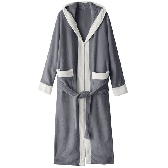Viikei Robes for Men,Viikei Mens Robes,Warm Soft Plush Mens Robe with Hood,Plus Size Plus Thick Robe for Men with Side Pocket and Belt,Bathrobes for Men Gifts