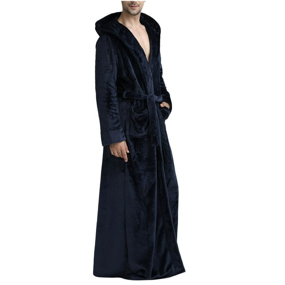 Viikei Robes for Men,Viikei Mens Robes,Warm Soft Plush Mens Robe with Hood,Plus Size Plus Thick Robe for Men with Side Pocket and Belt,Bathrobes for Men Gifts
