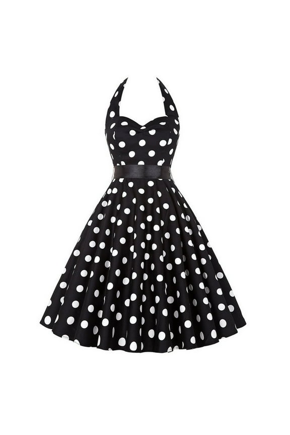 Plus Size Dresses for Curvy Women,Ladies Retro Polka Neck Wind Waist Belt Was Thin and Big Dress