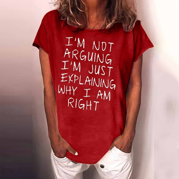 Viikei Short Sleeve Womens Tops Womens Short Sleeve Shirts Plus Size Shirts for Women Clearance Casual Funny Letter Printed O-Neck Tees Top