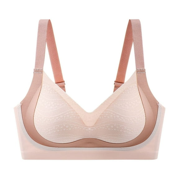 Viikei Sleep Bra Wireless Comfort Overnight,Women's Solid Color Seamless Nude Lifting Soft Support Bra for Women Everyday Bras Pink XXL