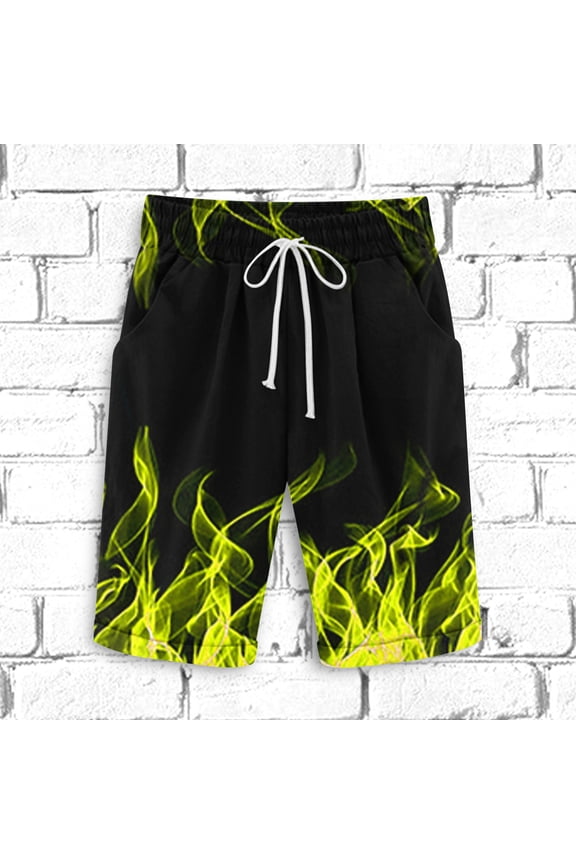 Slim Fit Men's Shorts-Modern Tailored Style,Men's and Shorts Lanyard Casual Pants Capris Shorts Pants Yellow S