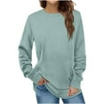 thumbnail image 1 of Spring Tops for Women 2025 Viikei Spring Fall Tops for Womens 2025 Plus Size O-Neck Long Sleeves Loose Fit Stylish Solid Color Blouses Tops Women's Winter Solid Round-Neck Pullover Long Sleeve Tops, 1 of 6