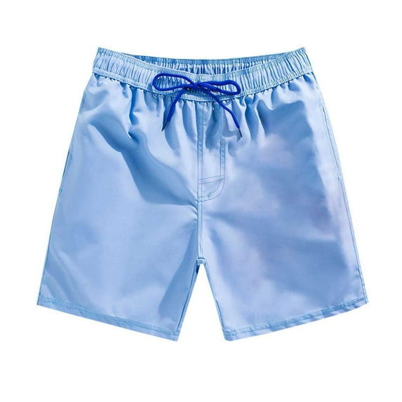 Viikei Stylish Men's Shorts for Everyday Wear,Men's Fashion Casual Drawstring Elastic Loose Solid Color Duick-dry Beach Shorts Sky Blue XL